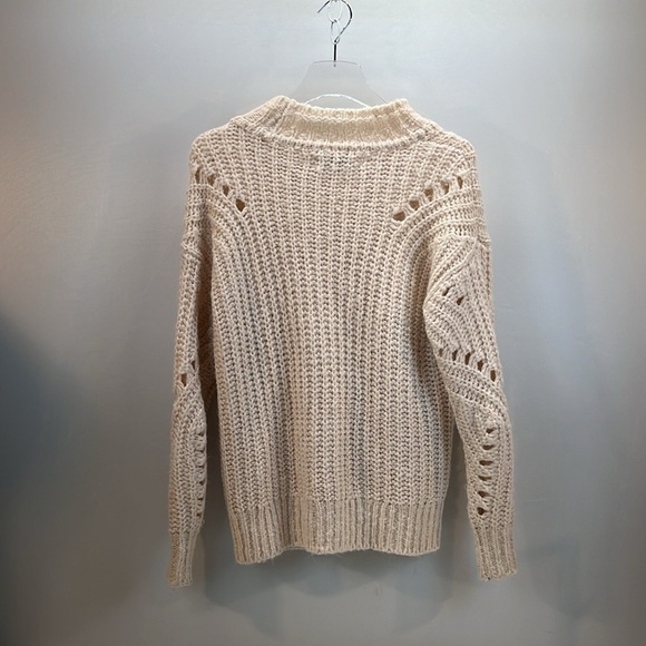 LOFT Pointelle Mock Neck Sweater Pastel Pink 481735 acrylic nylon alpaca Small - Picture 4 of 10